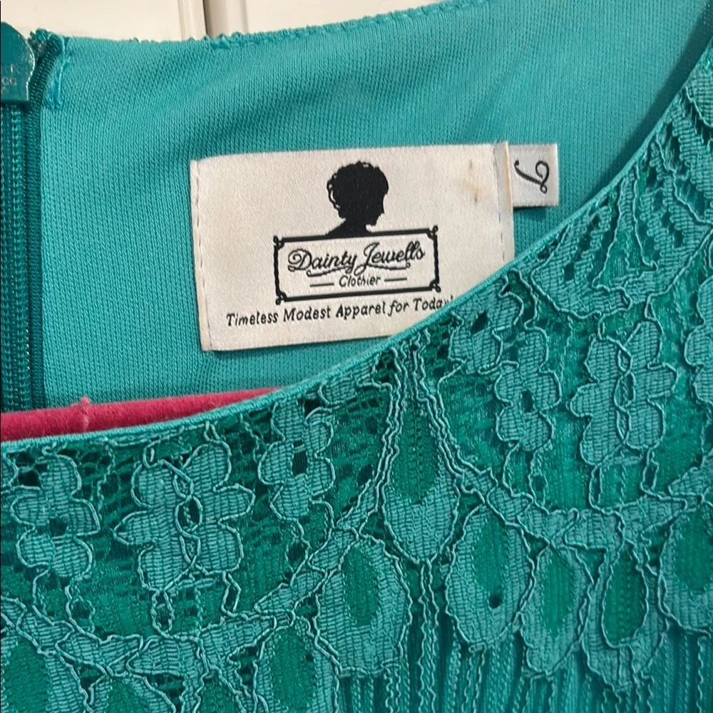 Dainty Jewells Night in Paris Teal Maxi Dress size large - Picture 4 of 5